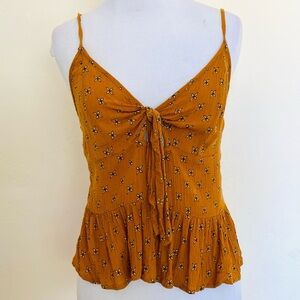 Patrons Of Peace Orange Floral Ruffle
Crop Top Tank Small